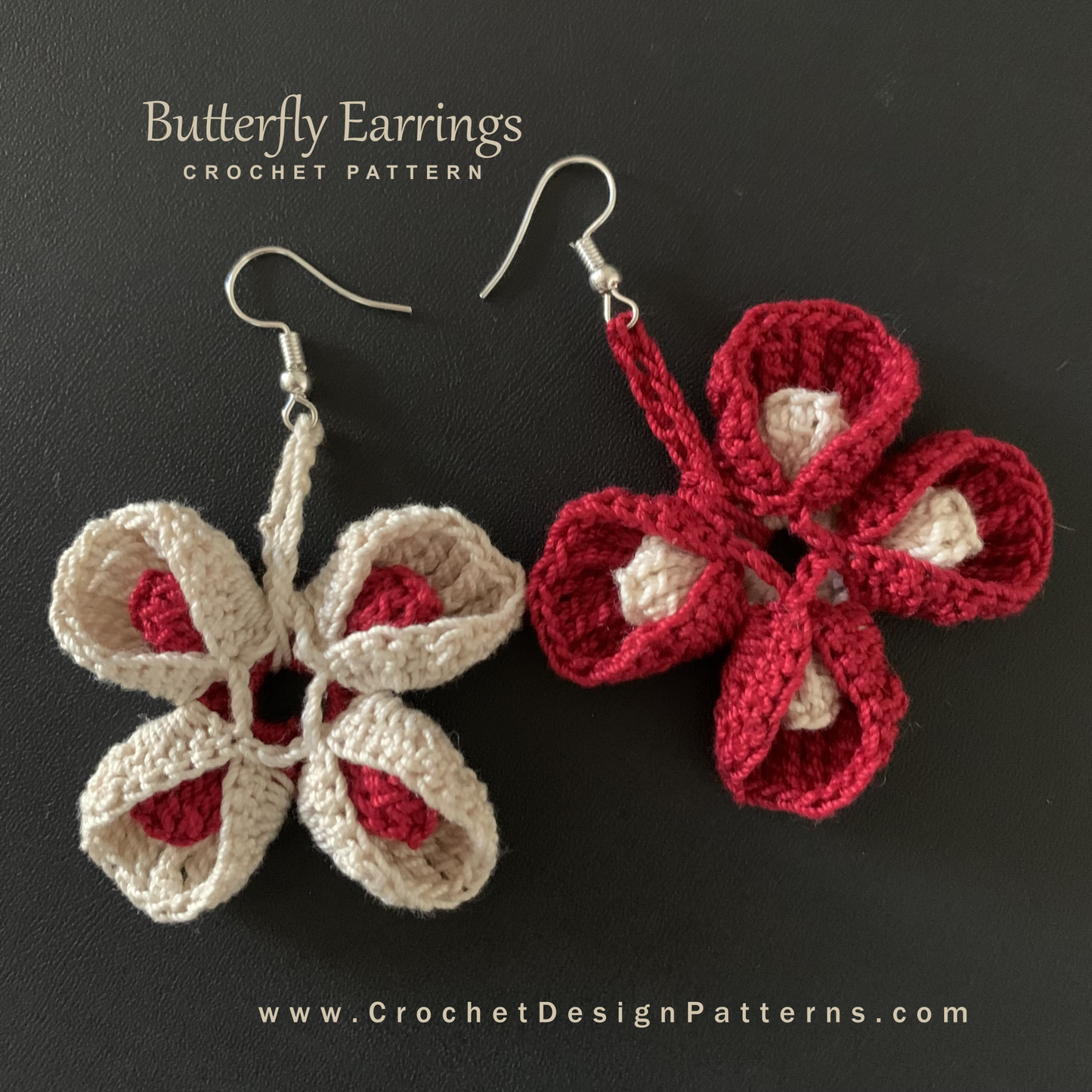 Butterfly crochet earrings for valentine's day |  crochet pattern