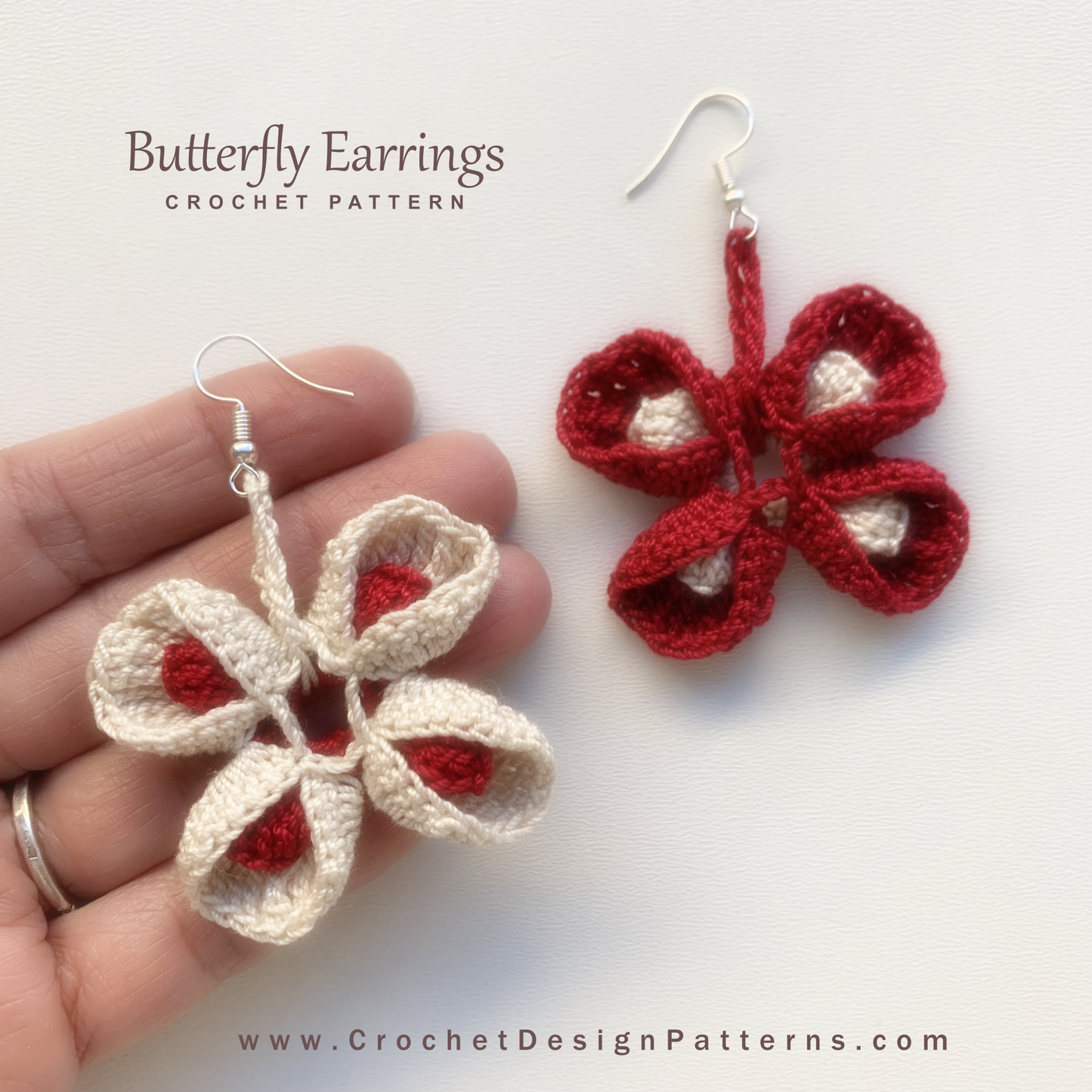 Butterfly crochet earrings for valentine's day |  crochet pattern