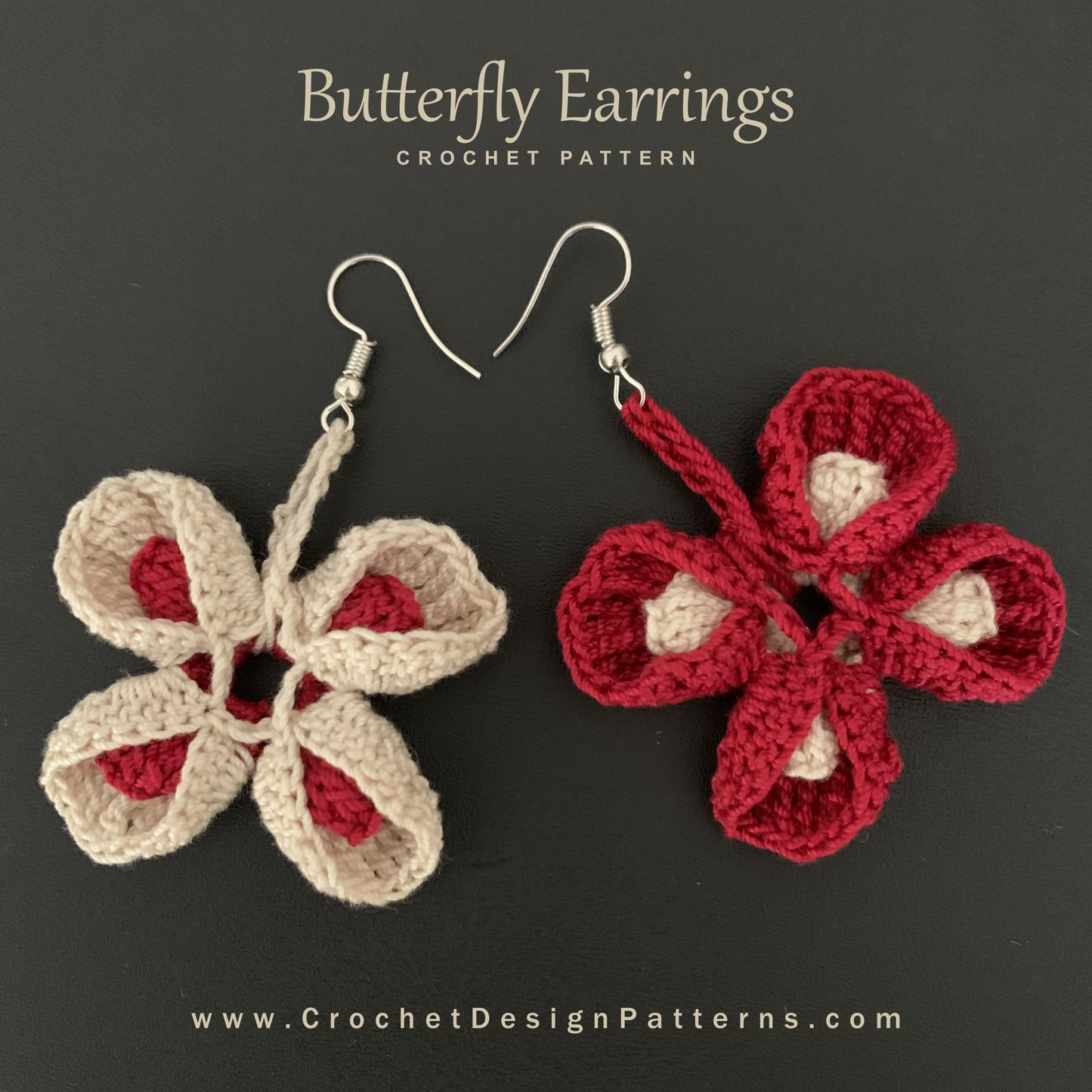 Butterfly crochet earrings for valentine's day |  crochet pattern