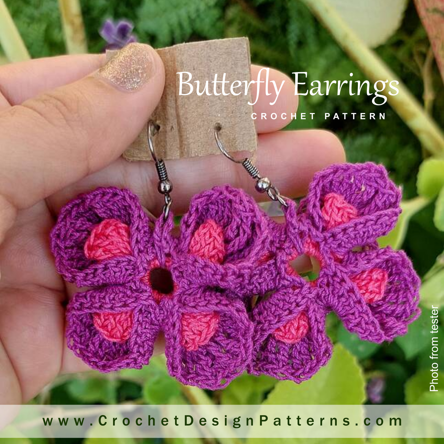 Butterfly crochet earrings for valentine's day |  crochet pattern