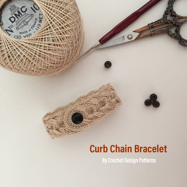 Curb chain bracelet crochet pattern thread dmc