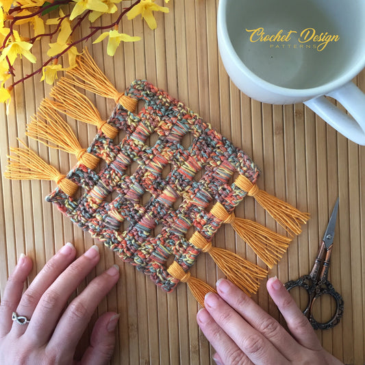 Mug Rug / Coaster with Fringes | Crochet pdf pattern