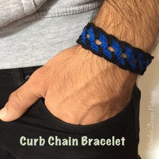 Curb Chain Bracelet for Men - pdf Crochet Pattern-