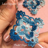 Crochet Lace Square Earrings boho style- crochet pdf pattern - Crochet earrings pattern - Crochet jewelry - Crochet earrings - Granny Square