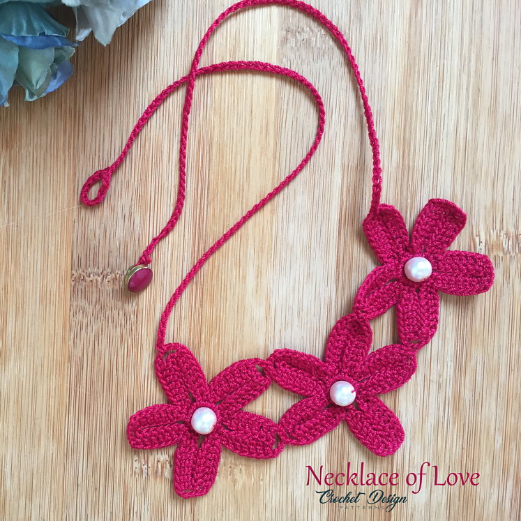 Crochet Necklace of Love with pearls | pdf pattern