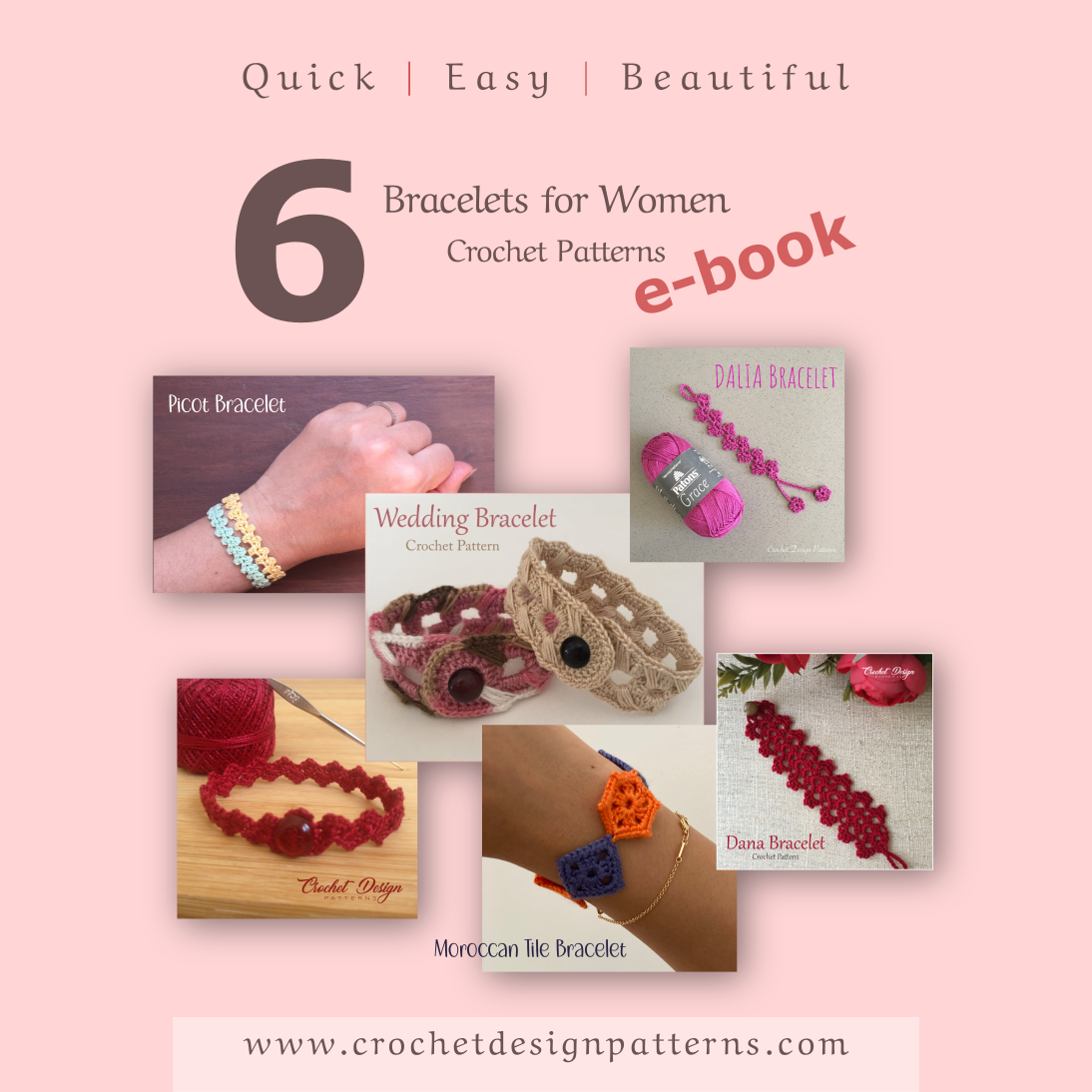 Bracelets for women e-book | 6  Crochet pdf patterns