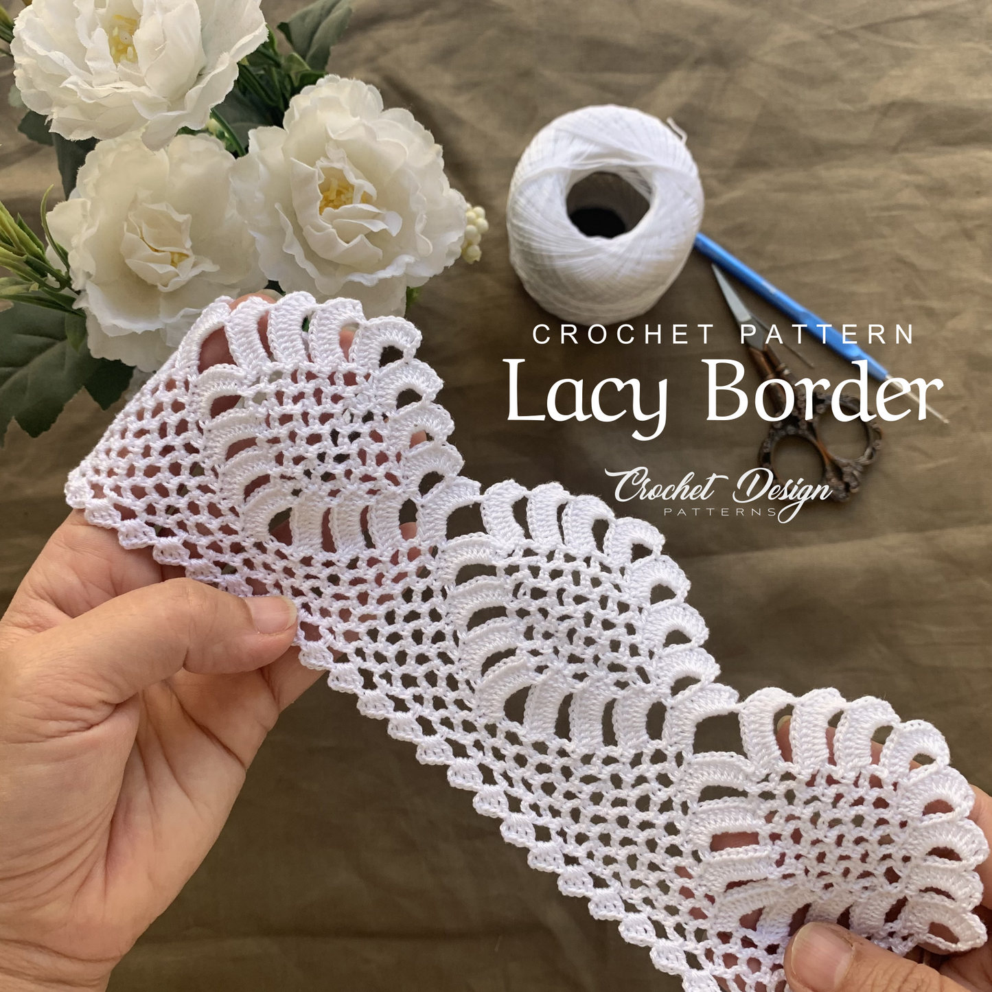 Crochet Lacy border with square mini border pattern