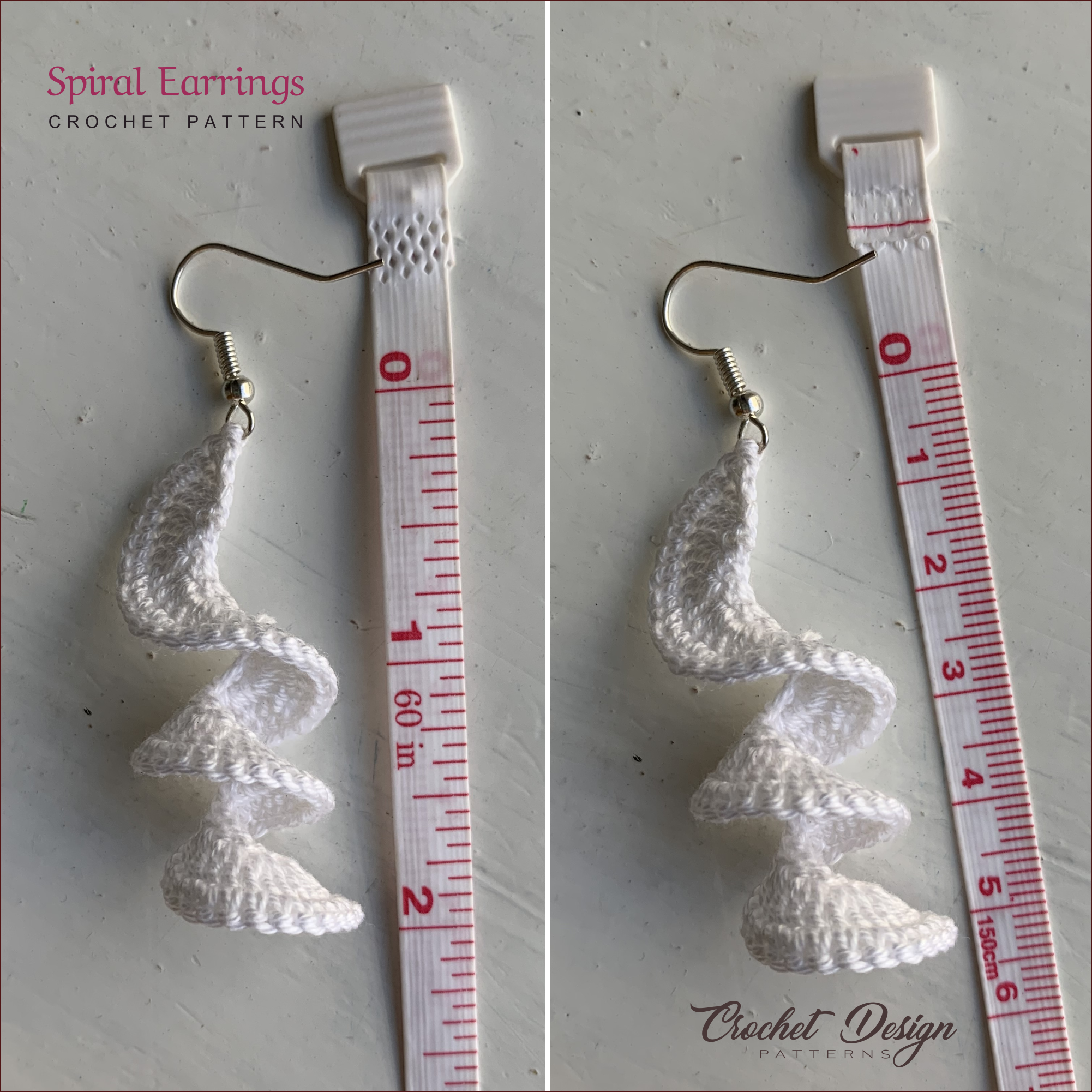 Spiral Earrings, Crochet Earrings Pattern, Crochet Earring pattern, PDF File - PDF pattern for beginners, crochet earrings