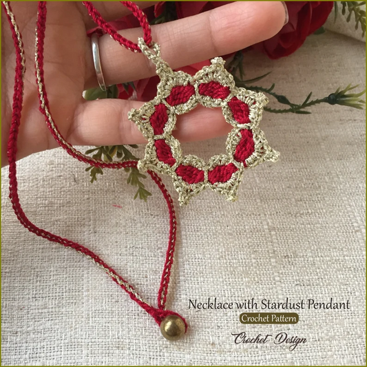 Wedding Necklace with Stardust Pendant | Crochet pdf pattern