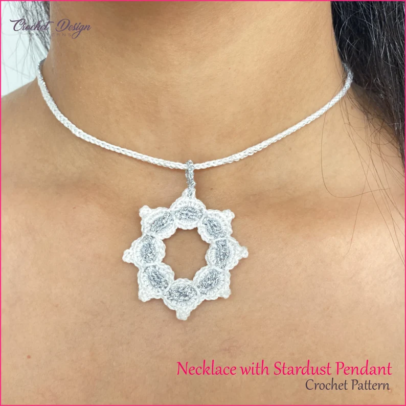 Wedding Necklace with Stardust Pendant | Crochet pdf pattern