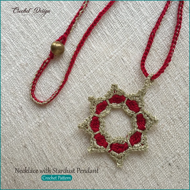 Wedding Necklace with Stardust Pendant | Crochet pdf pattern